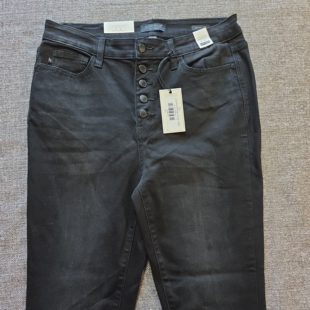 Judy Blue Jeans Womens Skinny Fit Button Fly JB82316BK 11/30 Black High Waist